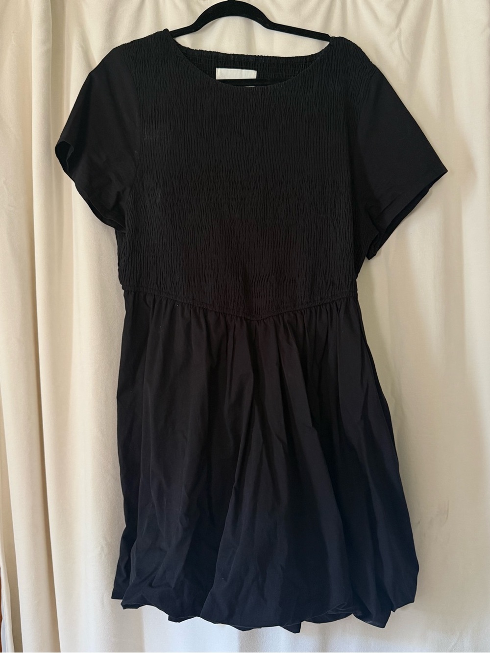 Renee Studio poplin bubble hem mini dress in black